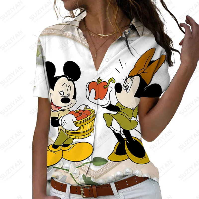 

Casual Collar Button Casual Streetwear Shirts Tops Womens Tops And Blouses Disney Autumn Elegant Print Shirts Women'S Fashion