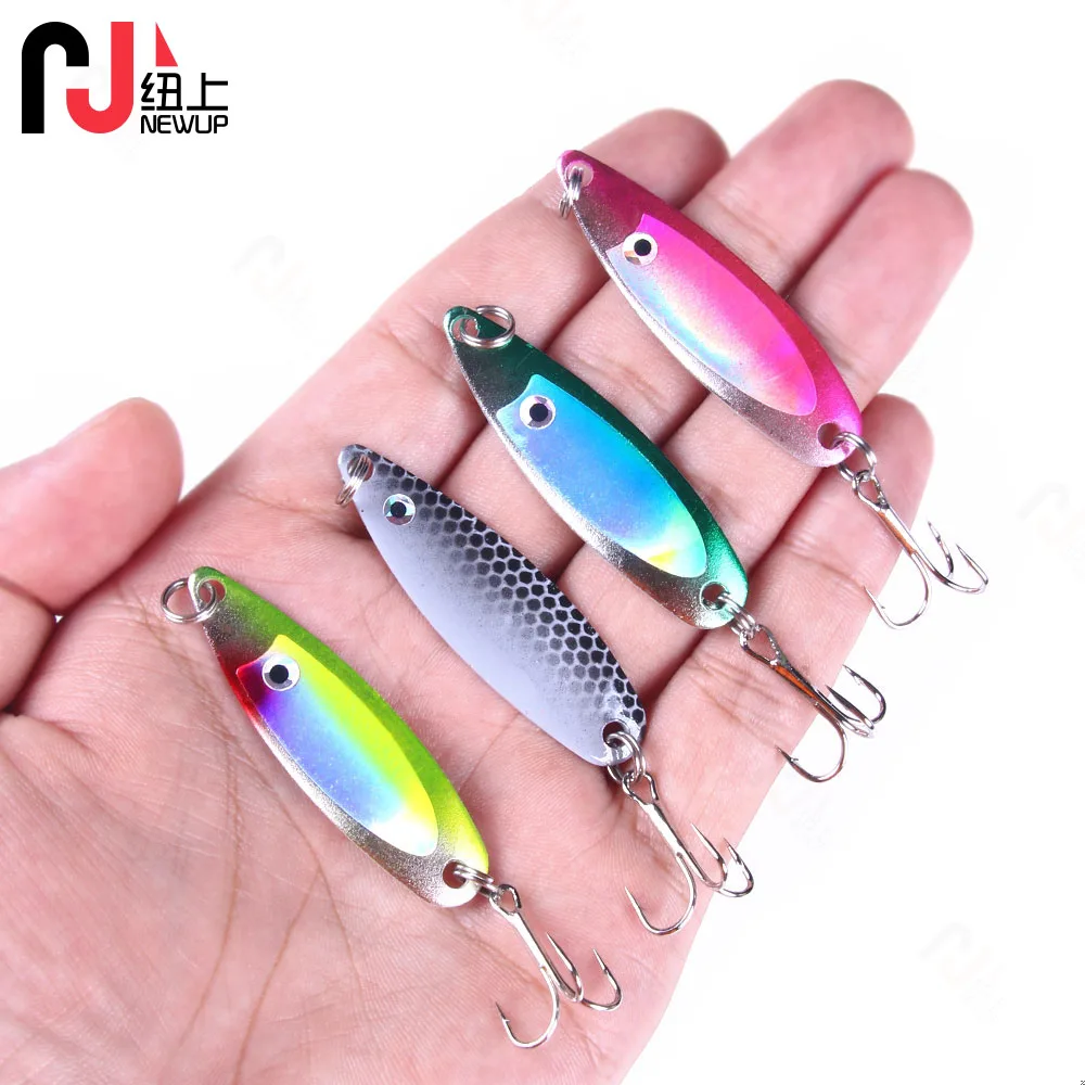 

4PCS 5cm 6.5g Fishing lure spoon Set Colorful Laser Metal Spoon Lures hard baits For Trout Perch Pike Salmon