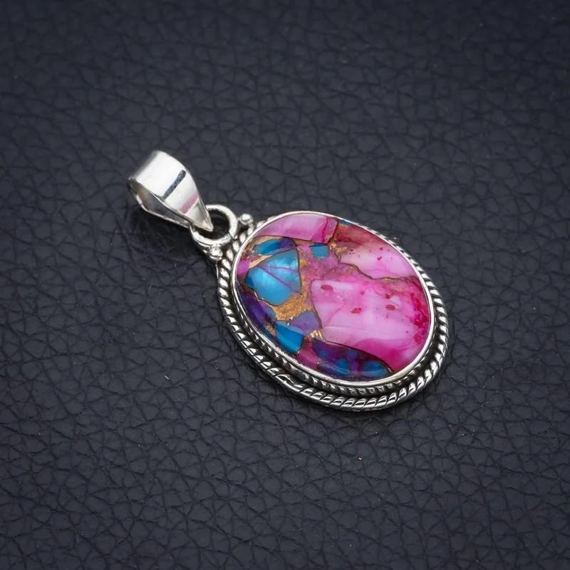 

StarGems Copper Chalcedony Handmade 925 Sterling Silver Pendant 1.5" F3739