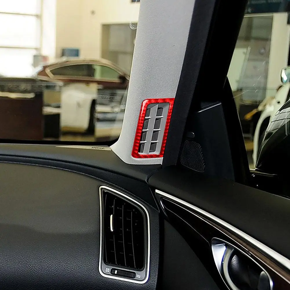 

1 Pair Carbon Fiber Car A-pillar Air Outlet Frame Decorative Sticker Interior Trim Compatible For Q50 Q60