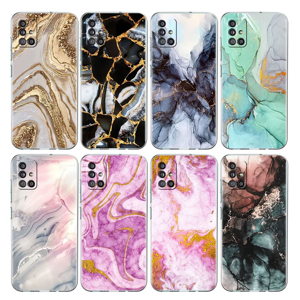 

Clear Case For Samsung Galaxy A52 A12 A51 A32 A21s A71 A32 A22 50 A70 A31 A72 5G Phone Cover Marble