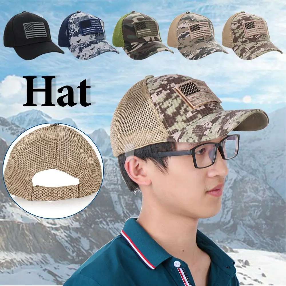 

Fisherman's Hat Hiking Cap Sun Cap Army Tactical Mesh Hat Flap Cap Fishing Hat Peaked Cap American Flag Baseball Cap