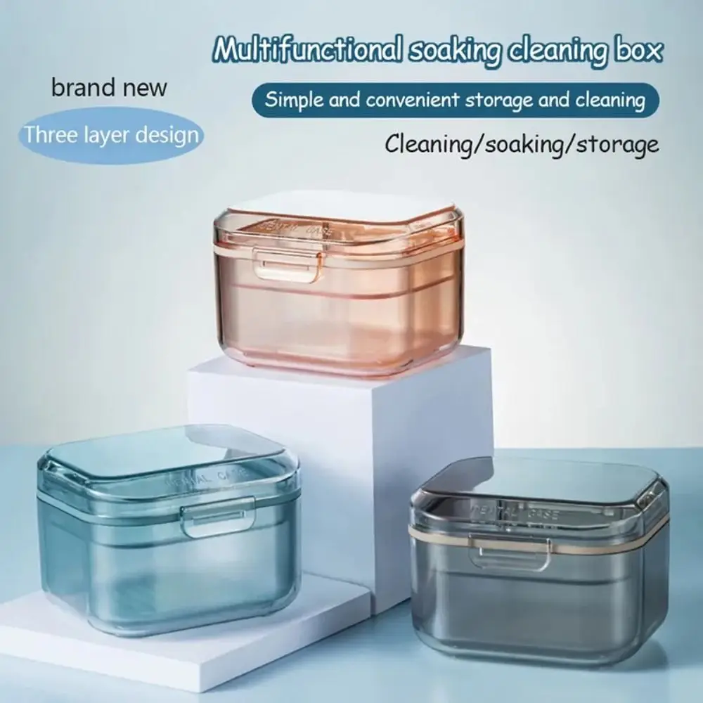 

2023 New Three Layer Dental Cover Box Invisible Orthodontic Retainer Portable Orthodontic Storage Box Drainage Layered