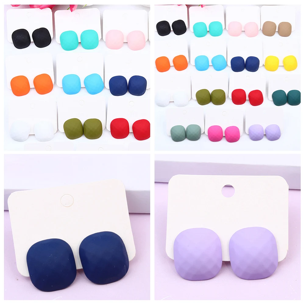 

Acrylic Square Spray Paint Stud Earrings for Women Multicolor Cute Small Red Yellow Blue Black Earrings Luxury Korean Jewelry