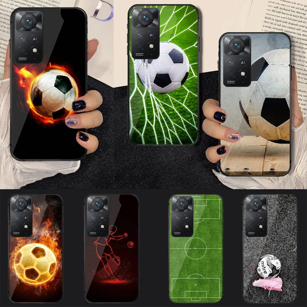 

Sports Football Tempered Glass Phone Case Cover For Xiaomi Redmi Note 7 8 9 10 11 12 S Pro Plus 5G 9C 10C K60