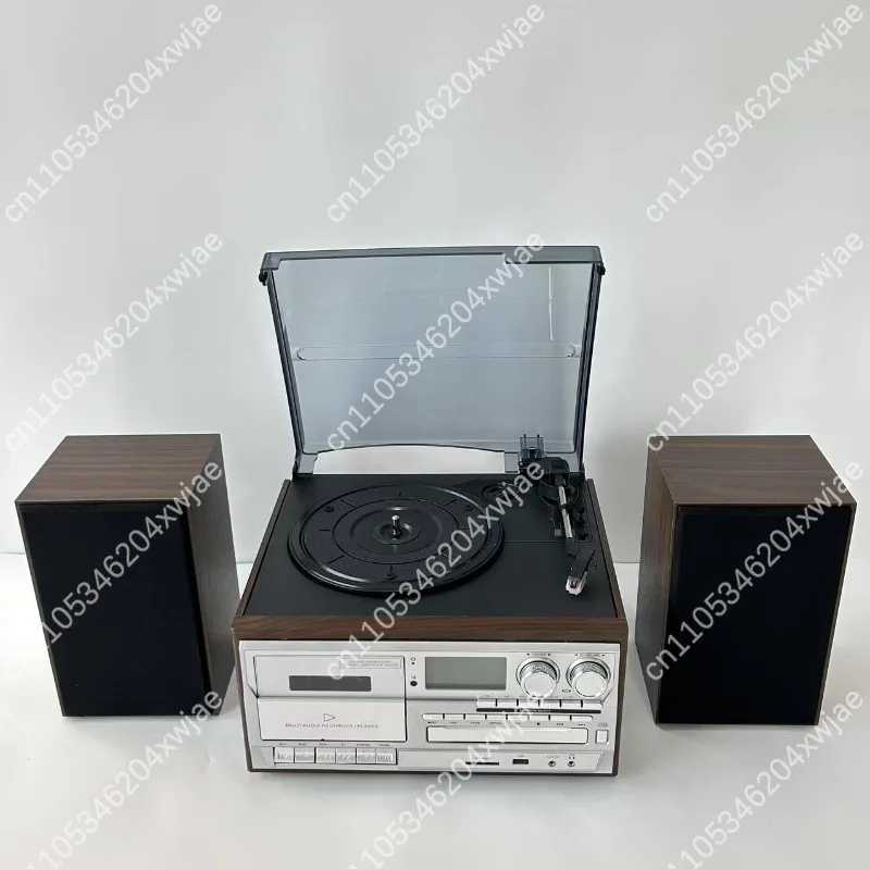 Фото Винтажный проигрыватель 3-в-1 с Bluetooth 5.0, CD и кассетным плеером, AM/FM-радио, USB-кодированием и Hi-Fi стереосистемой №1