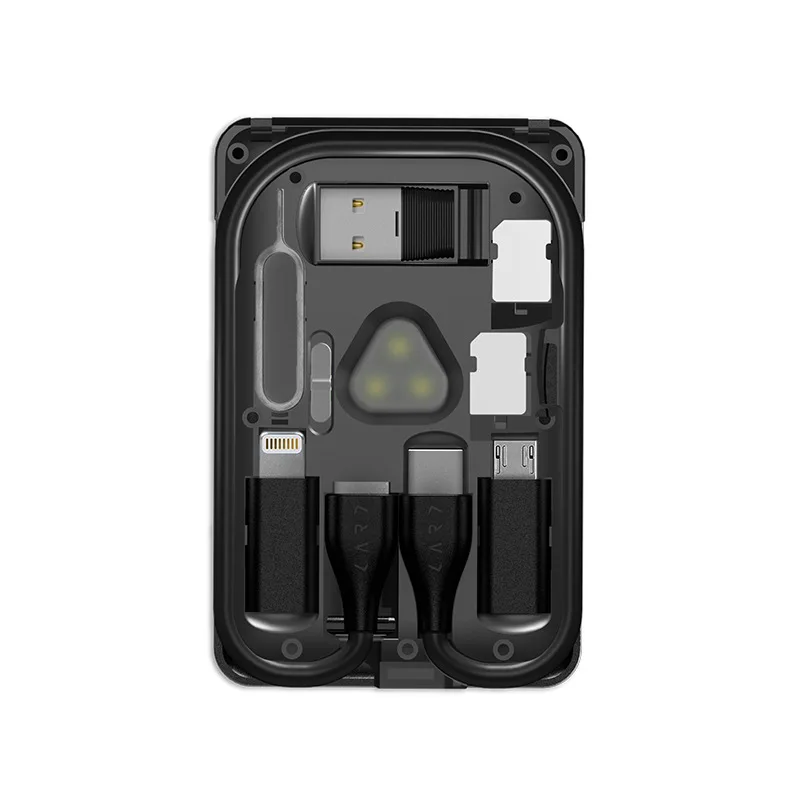 KableCARD Multi-function Urban Survive Card Data Line Built-in Card Reader LED Light Portable Card Support Wireless Charging