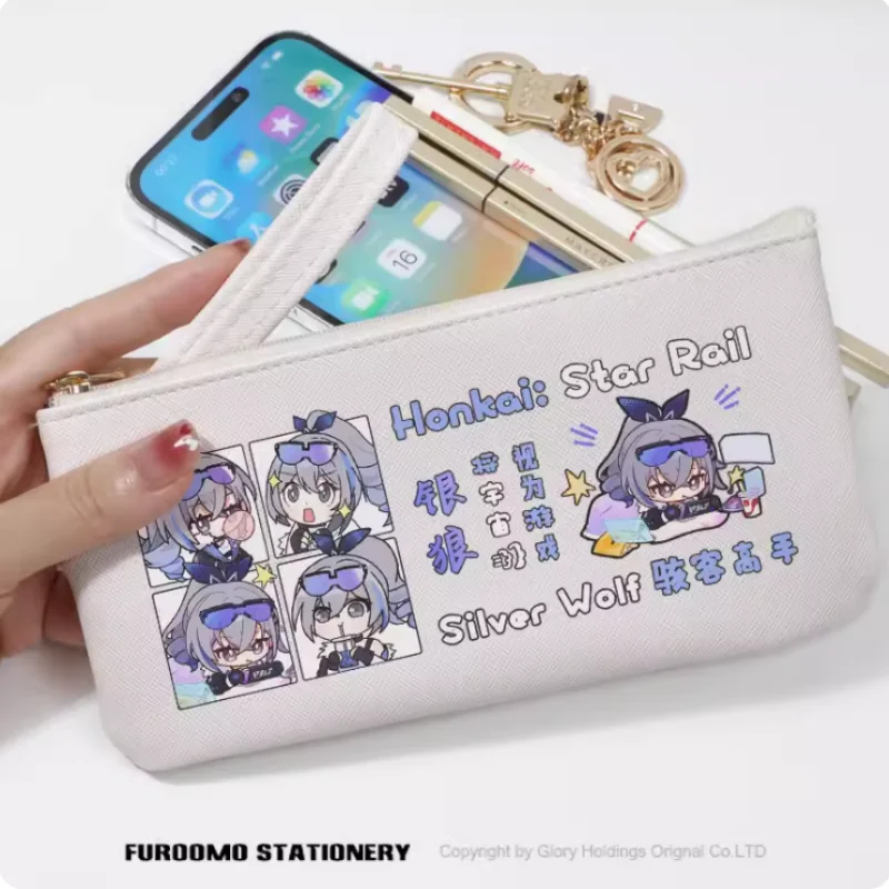 

Anime Honkai: Star Rail Silver Wolf Pencil Case Handbag Pu Storage Bag Pencil Box Pencilcase School Pen Bag 2175