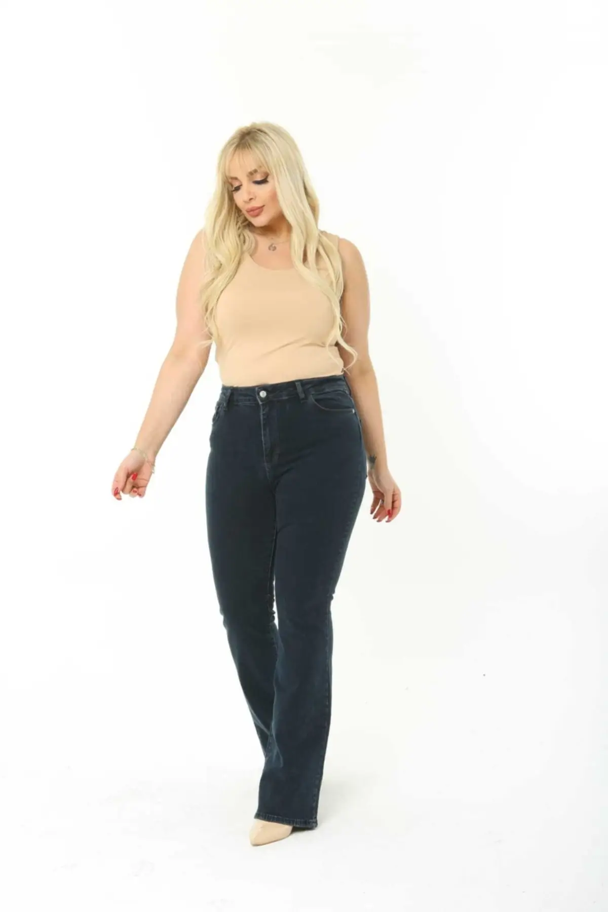 

Wide Leg Solid Color Plus Size Women's Jeans