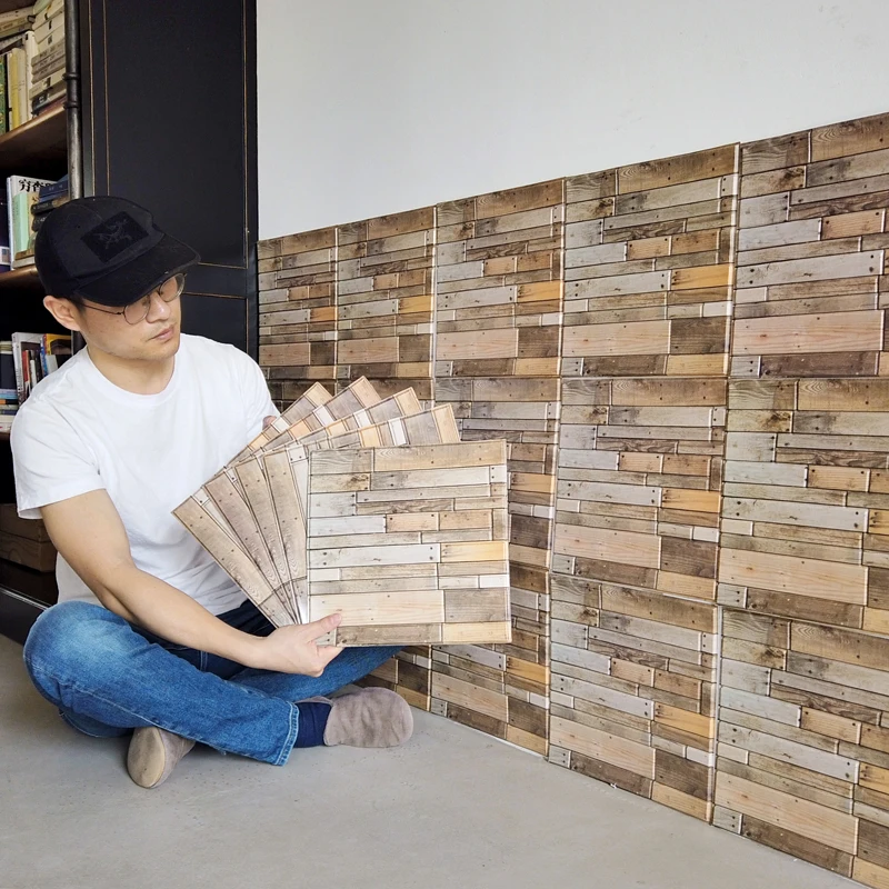 

Wood Texture 3d Wallpaper Bar Hostel Wall Decor Waterproof Easy to Clean Self-adhesive Background Wall Stickers Decoration