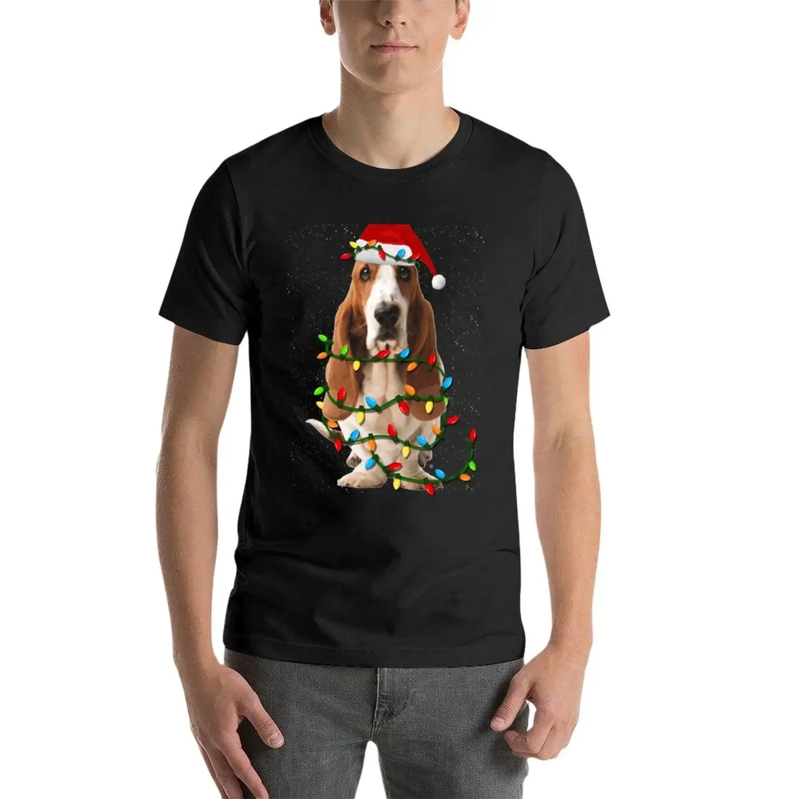 Basset Hound Christmas Dog T-Shirt vintage anime shirt shirts graphic mens tshirts