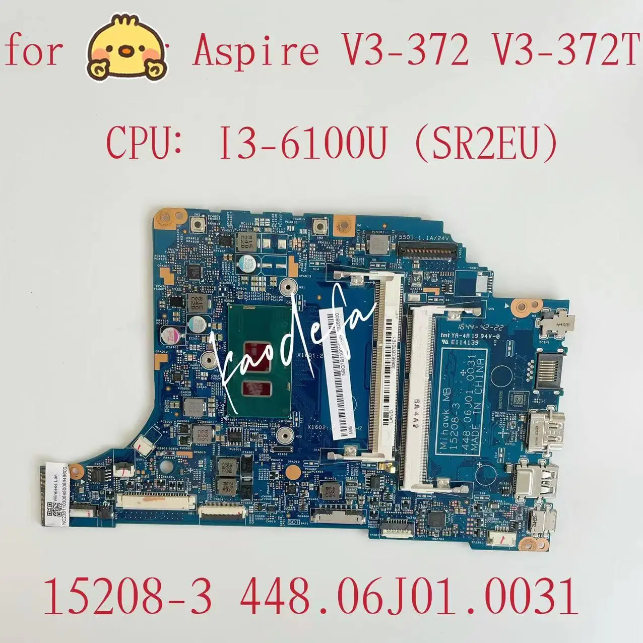

Материнская плата 15208-3 448.06J01.0031 для Acer Aspire V3-372, материнская плата для ноутбука, Процессор: Φ SR2EU DDR4 100%, тест ОК