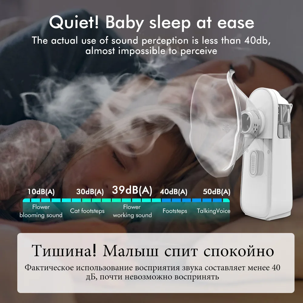 Медицинский медицинский небулайзер с бесшумной сеткой портативный ингалятор