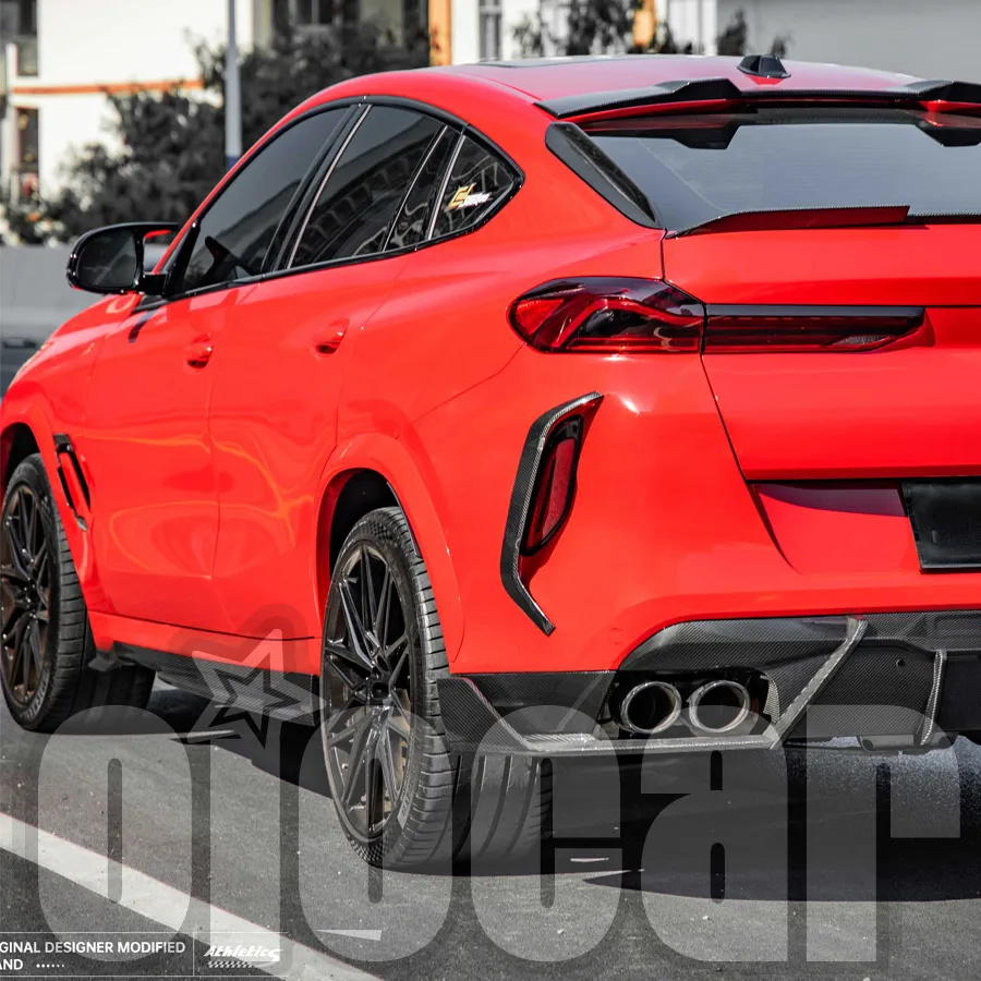 Фото Боковые канавки заднего бампера из сухого углерода в стиле SQ для BMW F96 X6M №2