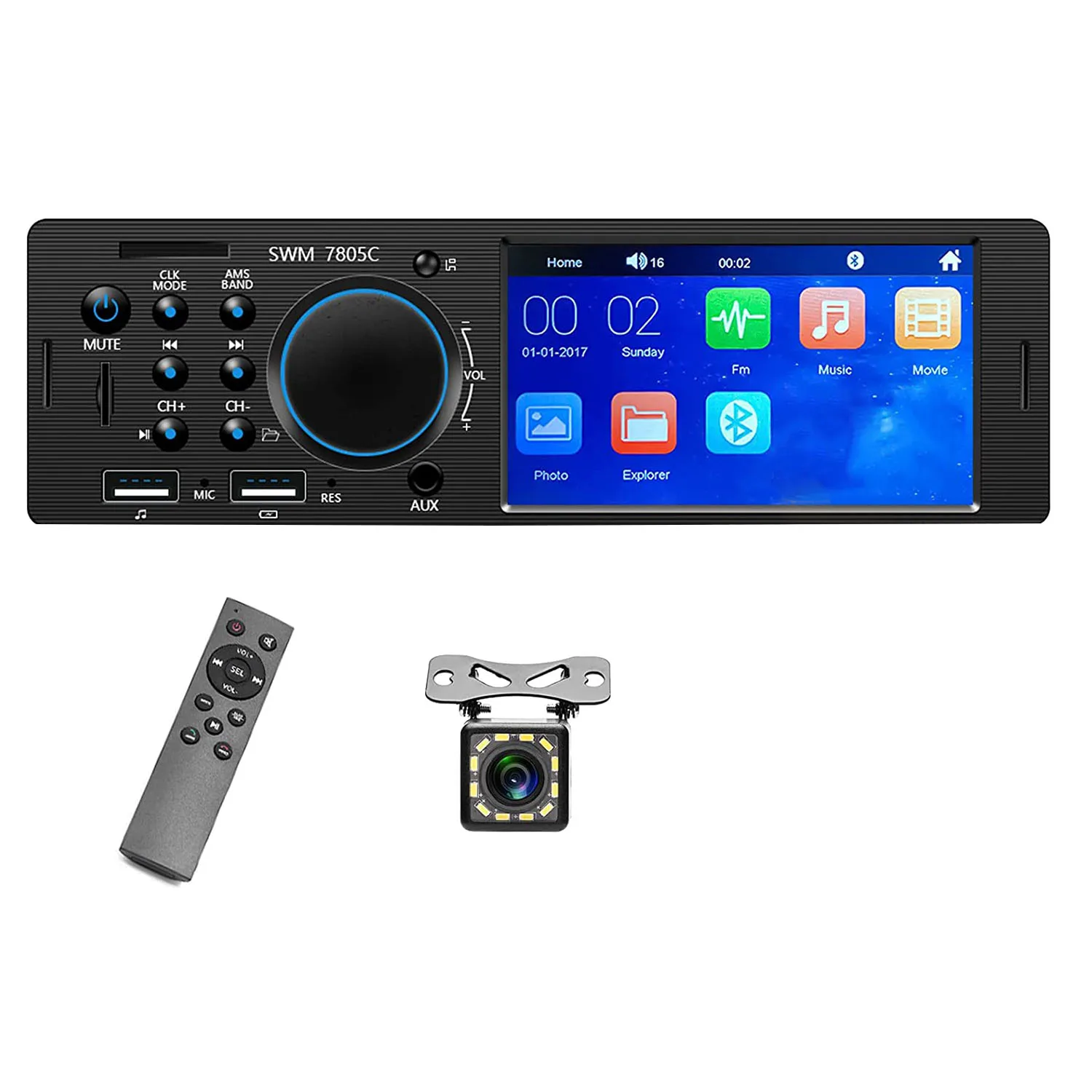 

MP5 Car Player 1 Din Car Radio 4.1 Inch Touch Screen Music Player Car Stereo Bluetooth Dual USB AUX SD + Backup Camera