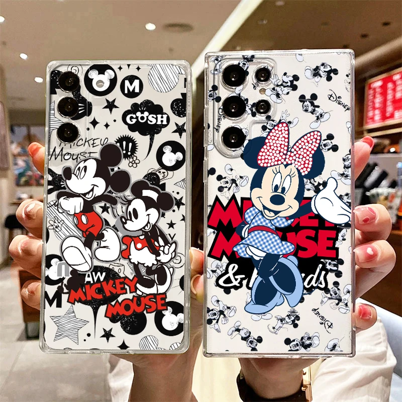 

Disney Mickey Mouse Transparent Phone Case For Samsung S23 S22 S21 S20 FE Ultra Pro Lite S10 S10E S9 S8 Plus 5G