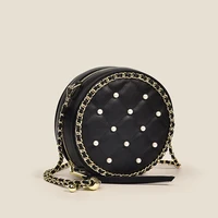 2022 fashion trend round shape small shoulder bag pu leather female cross body bags plaid pattern women chain bags
