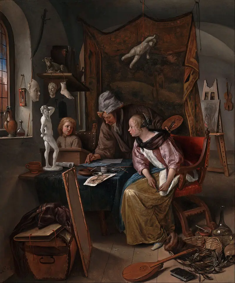 

Нидерланды голландское искусство, урок рисования, 1665, J. Музей Paul Гетти, художественная живопись с принтом Лос-Анджелеса-бесплатная доставка