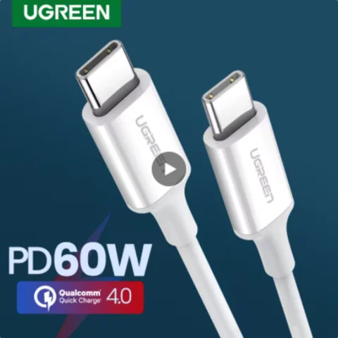 Ugreen PD 60 Вт USB C — USB Type-C Кабель QC4.0 3.0 Кабель для быстрой зарядки данных для Macbook Samsung S20 S9 Кабель USB C для iPhone 15