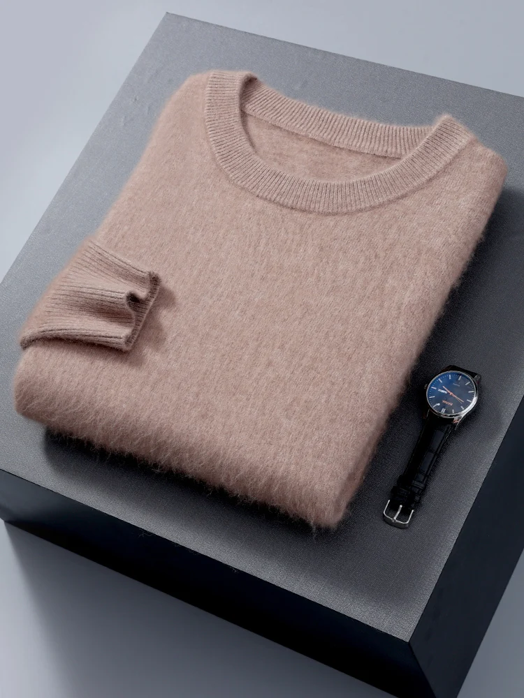Осенне-зимние толстые мужские кашемировые пуловеры с круглым вырезом свитер