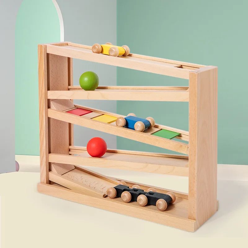 

Wooden Two-in-one Rolling Ball Glider Parking Lot Educational Toys Inertial Power Rail Car Children's Early Education