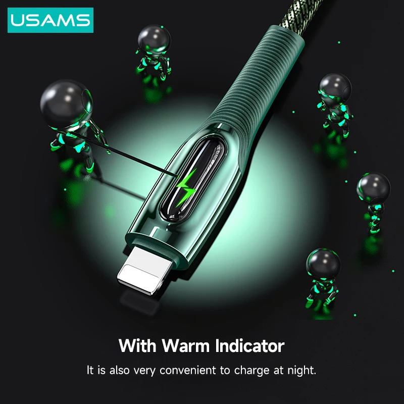 USAMS Raydan PD 20W Smart Power Off Cable Fast Charge Data Cable Lightning Cable For iPhone 14 13 12 11 X Xr Xs 8 7 6 Plus