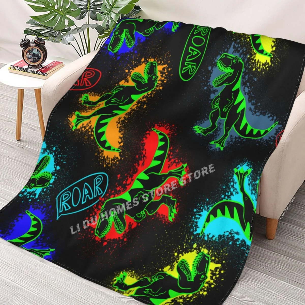 

Dino Original Design With T-rex,dinosaur Throw Blanket flannel Collage Blanket Bedding soft Cover Bedspreads Blankets