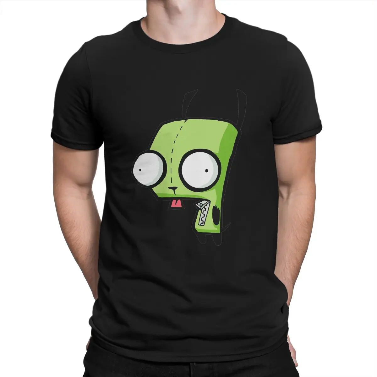 

Ggreen Dog T Shirts for Men Pure Cotton Awesome T-Shirt Crewneck ZIM Invader ZIM Dib Membrane Tees Short Sleeve Tops New Arrival