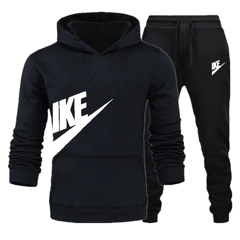 

2023 Men's autumn and winter new luxury brand printed sports suit Warm 2-piece loose Hoodie suit+casual fashion jogging pants