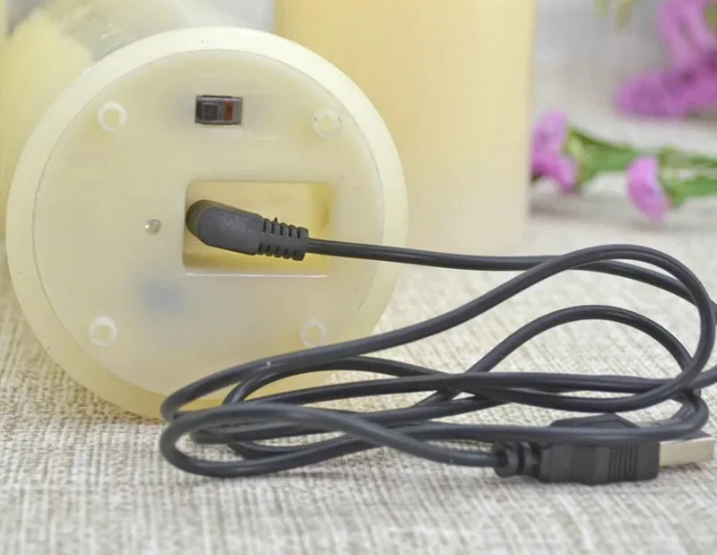 Фото USB перезаряжаемая колонна RGB свеча парафин воск танцевальный фитиль с/18 клавишами многоцветный пульт дистанционного управления украшение стола для домашней вечеринки №5