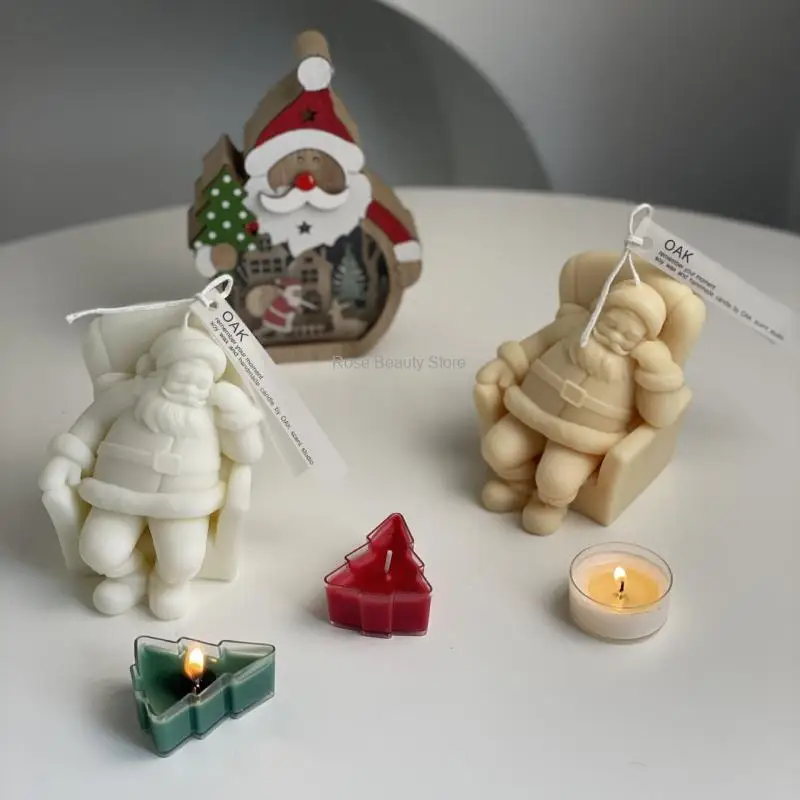 Силиконовая форма Санта Клаус для свечей сделай сам ароматерапия свеча гипсовый