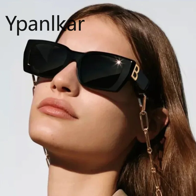 

2022 Luxury Sunglasses Women Brand Big Frame Sun Glasses Men Trendy Rectangular Personality Letter B Decorative Glasses