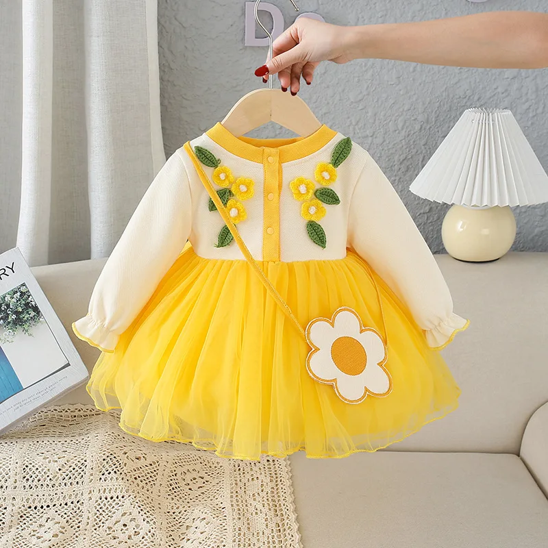 

Sweet Girls Princess Dress Children Spring Autumn Baby Infants Patchwork Party Dresses Vestidos Kids