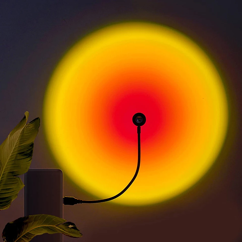 1x USB Sunset Lamp LED Rainbow Neon Night Light Projector Photography Wall Atmosphere Lighting for Bedroom Home Room Decor Gift