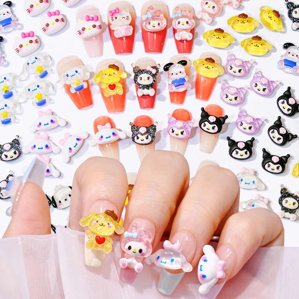 10 шт. милые Cinnamorolls Kuromis Melodys подвески для ногтей Kawaii мультфильм Sanrio аниме серии