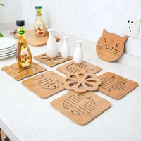 wooden cartoon tableware placemats insulation mats cup coasters kitchen supplies wooden placemats heat insulation tea bowls pad