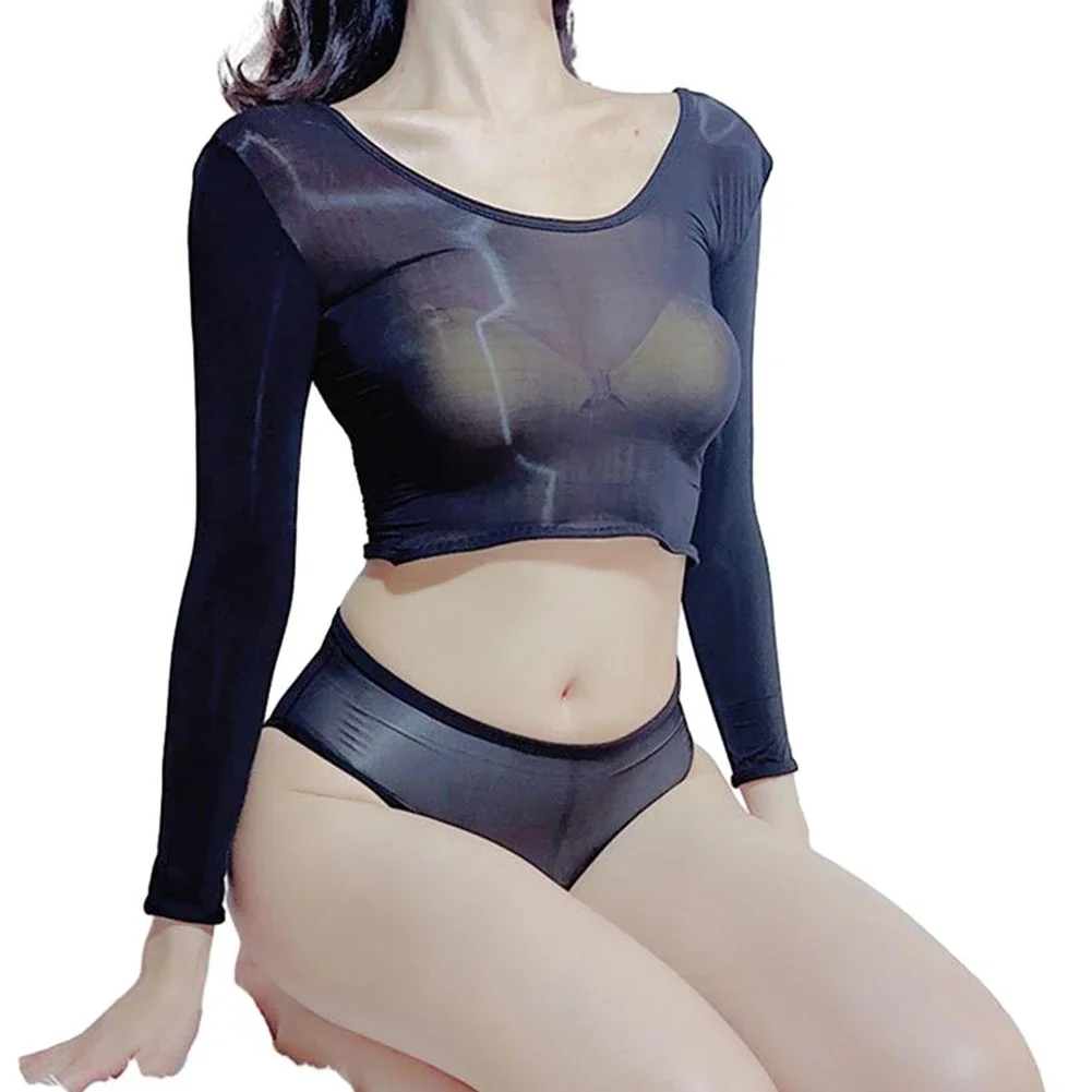 Женский комплект нижнего белья с маслянистой перспективой прозрачная