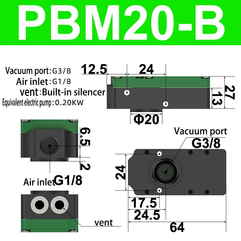 

Пневматический вакуумный генератор AIRSLG PBM