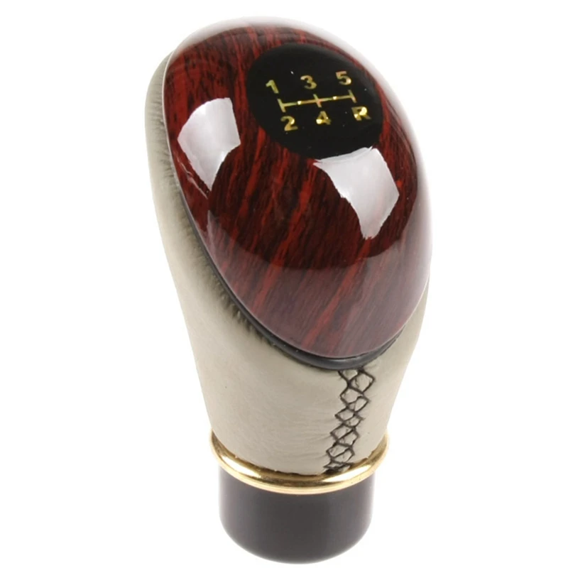 

1PCS Wooden PU Leather Car Shift Knob Universal Car Truck 5 Speed Lever Manual Gear Stick Knob Shift Gloss New Hot Selling