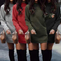 womens dress sweater casual womens clothing plus pocket autumn and winter fashion round neck long sleeve