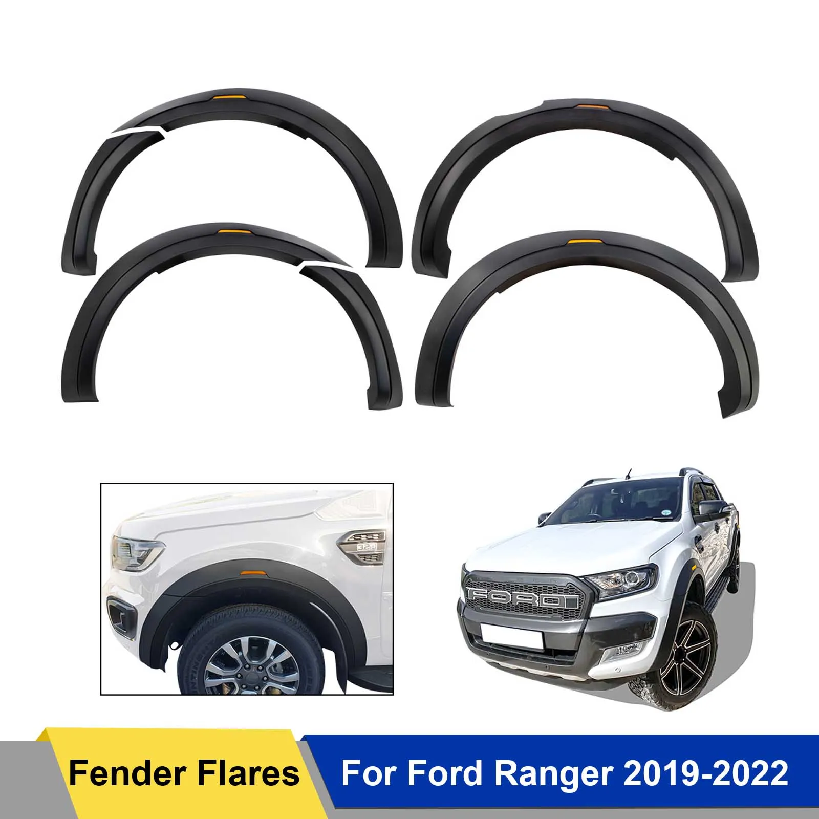 

Fender Flares With Integrated LED Reflector For Ford Ranger 2015-2022 6pcs/set Wheel Arch Guard Protector 4X4 Car Accessories