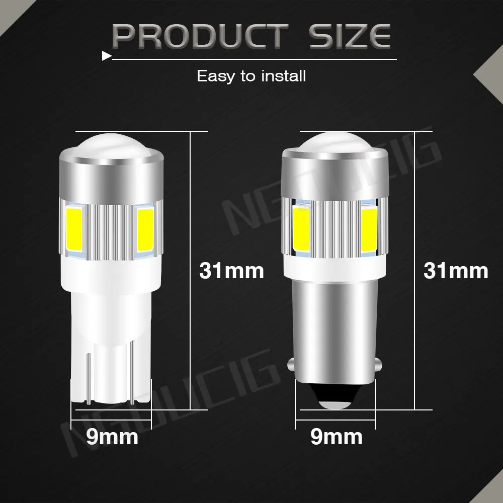 Фото NGOUCIG 2 шт. 194 T10 Светодиодная Лампа BA9S T4W для чтения интерьера 5730 двери купольный багажник автомобильные сигнальные лампы для парковки DRL номерной знак светильник №4