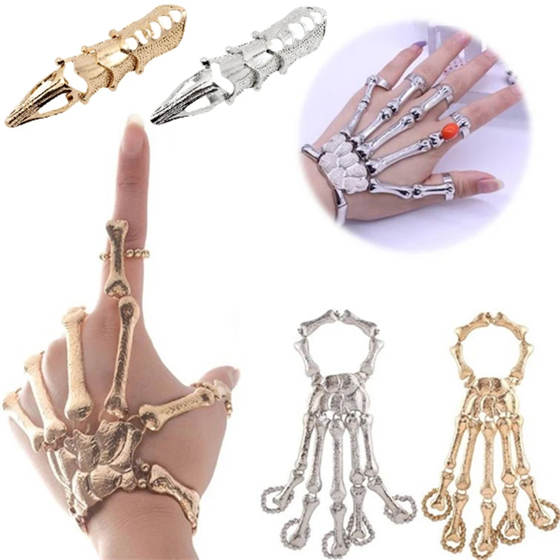Men Steampunk Bracelet Gothic Hand Bone Skeleton Elasticity Adjustable Couple Ladies Punk Halloween Party Jewelry Gift |