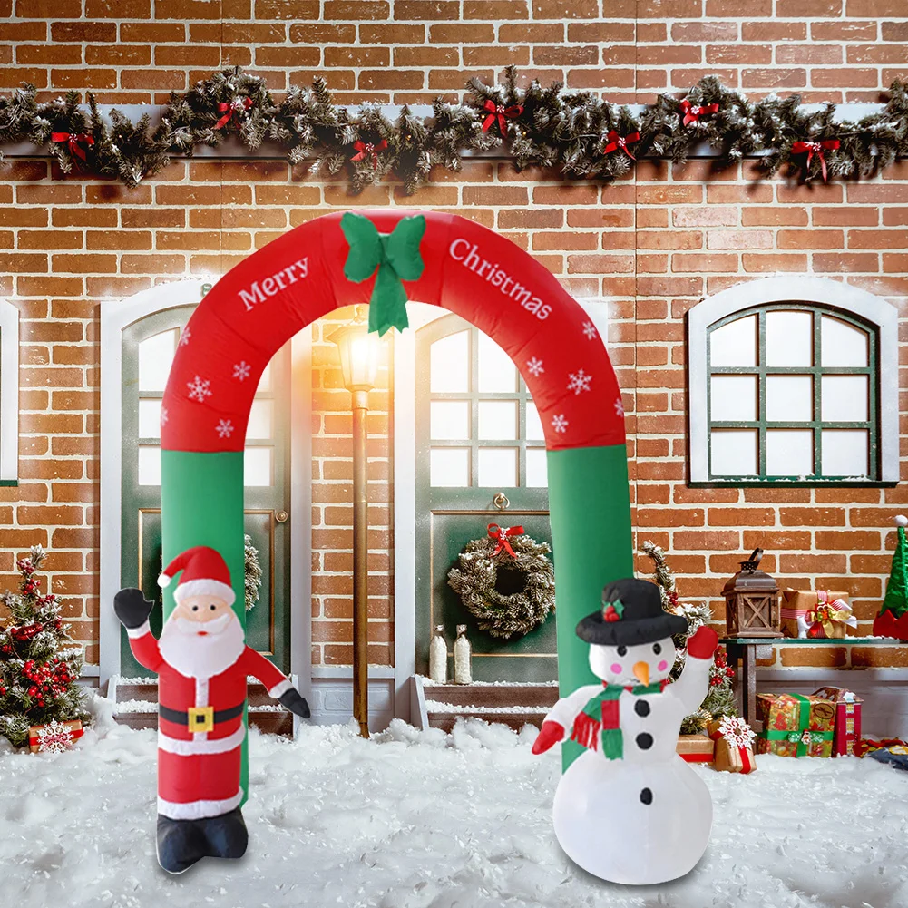 

Christmas Inflatable Model LED Arch Santa Snowman Illuminated Archway Festive Supplies Site Layout Props for Home Door Outdoor