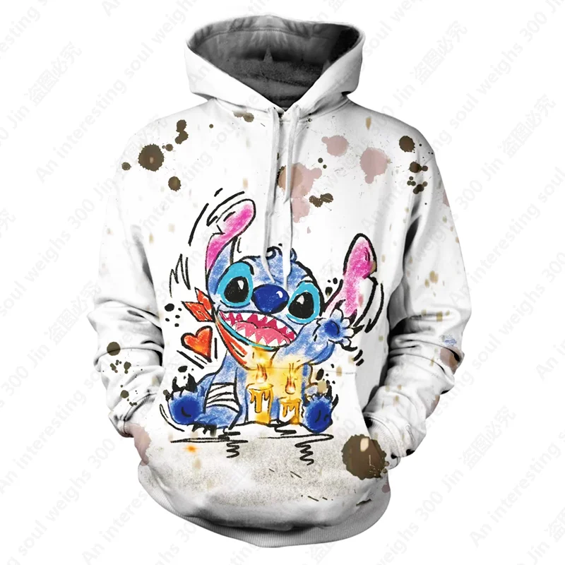 

2022 New Disney Stitch Collection Sweatshirts Men's Women's Tops Printed Loose Casual Hoodie Children's Fashion Couple Shirts