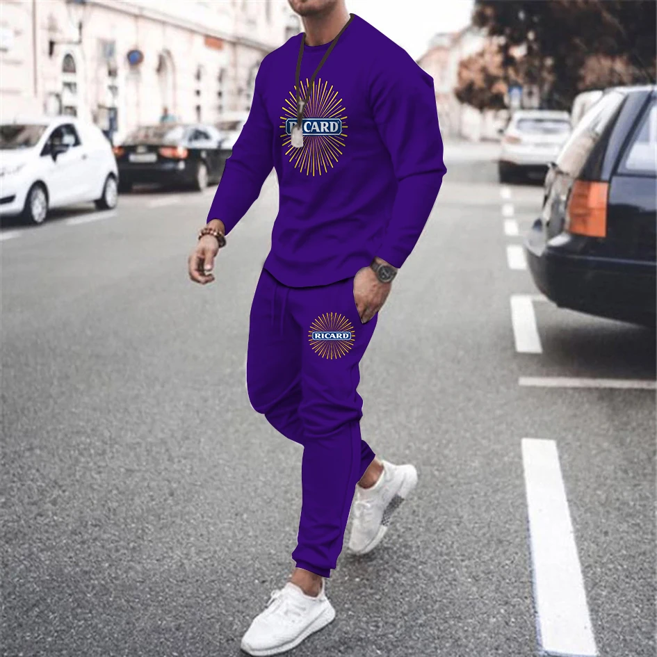 2023 New Autumn Man Long Sleeved Trousers Set 3D Printed Letter Pattern Streetwear Tracksuit Casual Simple High Quality Suit