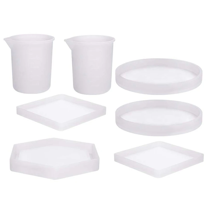 

Силиконовые формы для смолы «сделай сам», 5 упаковок, формы для литья эпоксидной смолы, включая круглую шестигранную и квадратную форму для ...