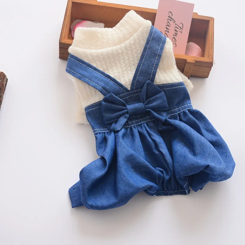 

Dog Clothes Four Legs Girl Dog Skirts Puppy Clothes Pet Accessories Thin Spring Summer One Piece Denim Bib Chihuahua Yorkshire