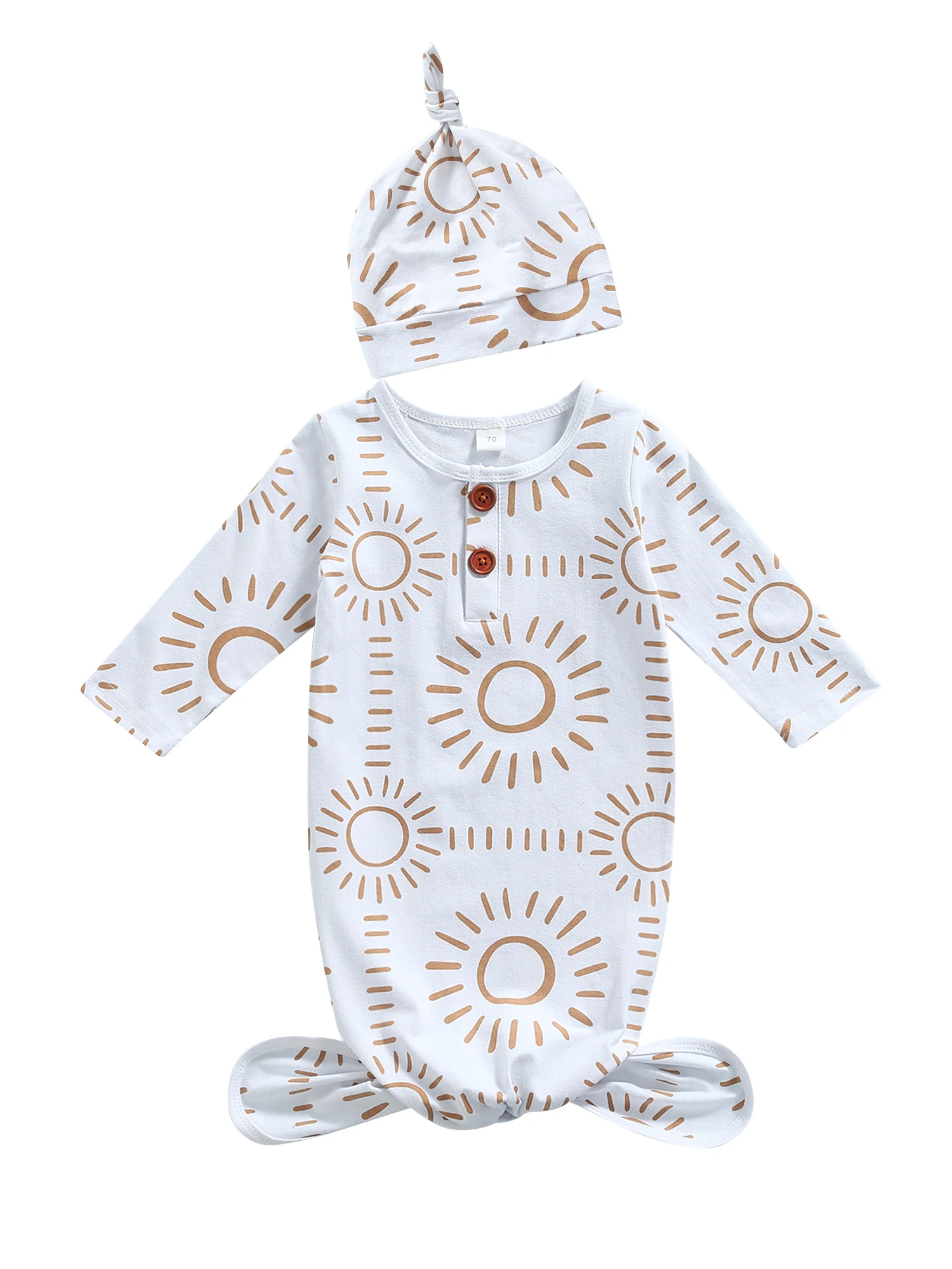 

Cute Animal Print Footed Pajamas with Matching Hat Gender-Neutral Sleepwear Set for Infants Blue 0-6 Months