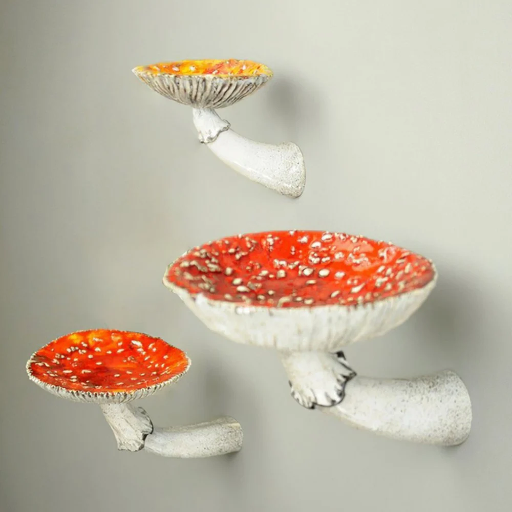 

Mushroom Hanging Shelf Amanita Mushroom Shape Wall Floating Shelf Wine Rack Candle Holder Decorative Resin Crafts Wall Decor